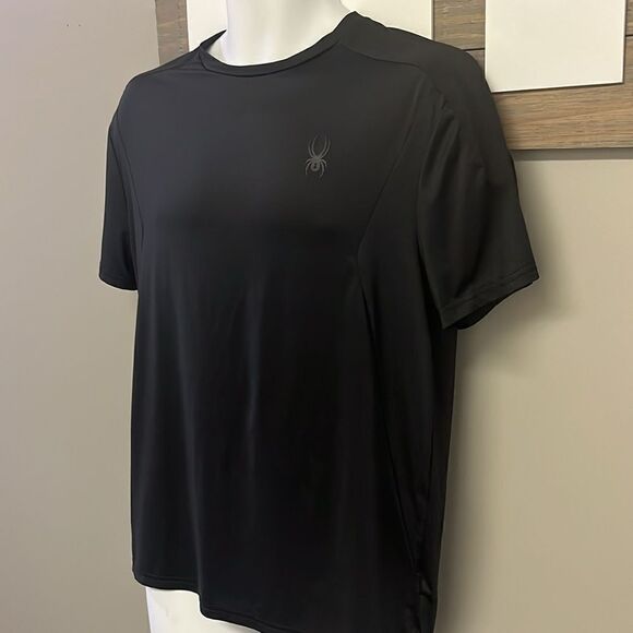 Spyder Active Men’s ProW=B Black Short Sleeve Shirt with Mesh- Medium - Picture 2 of 11